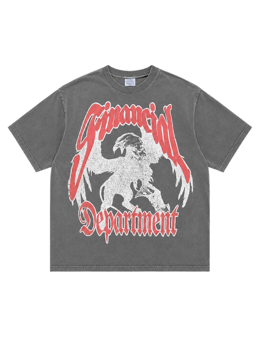 Financial Dept. Griffin Oversized Tee - Pepper Gray